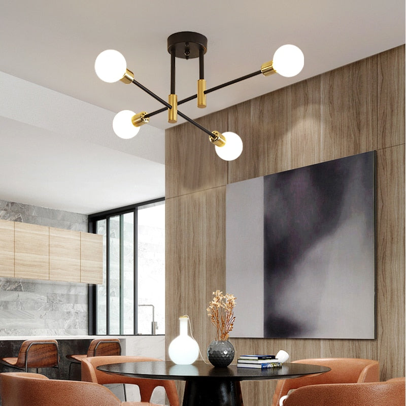 Modern Nordic E27 Black LED Ceiling Chandelier Edison Bulbs Indoor Light Fixtures For Bedroom Living Room Lamp - LightStyl
