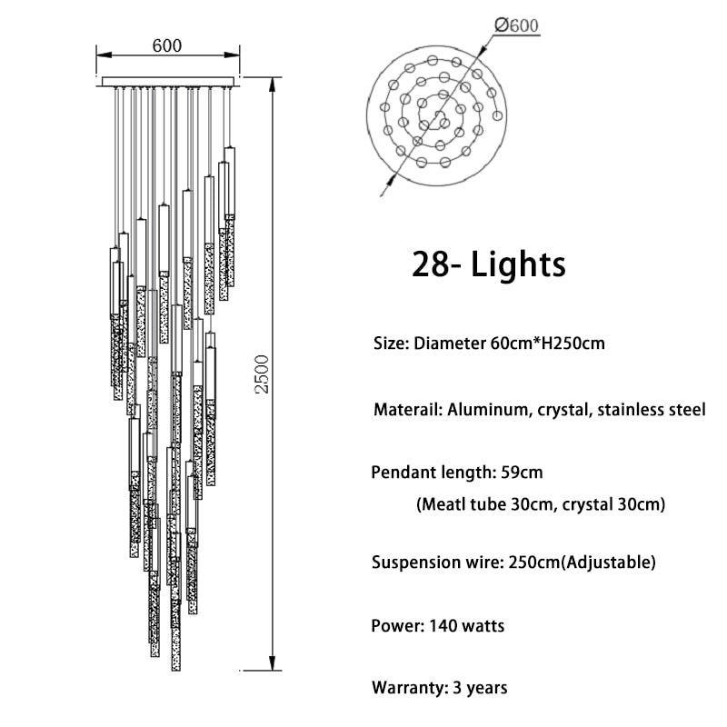 The Tårfall - Glass LED Chandelier