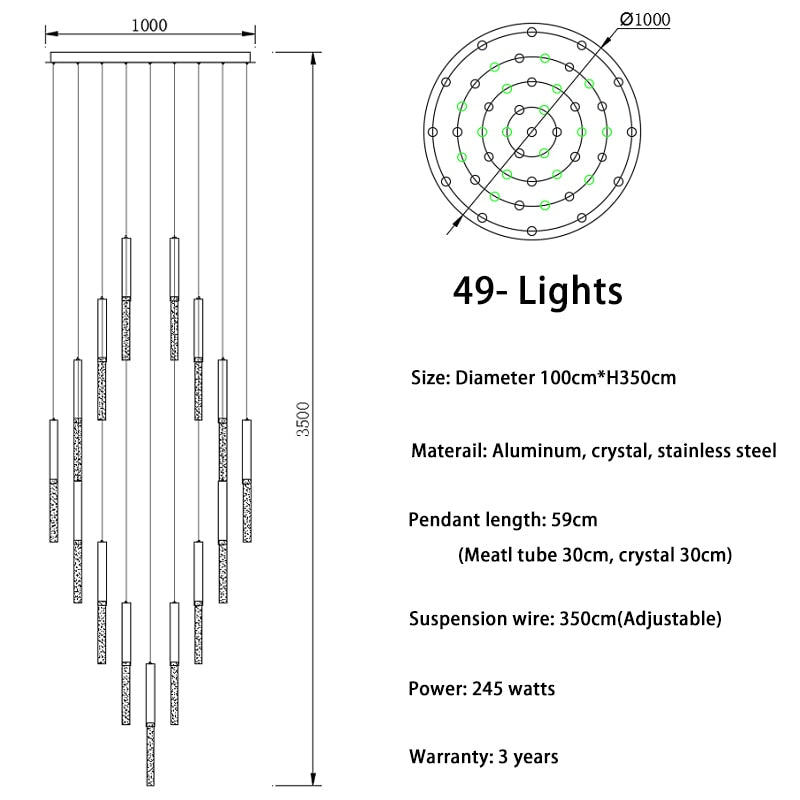 The Tårfall - Glass LED Chandelier