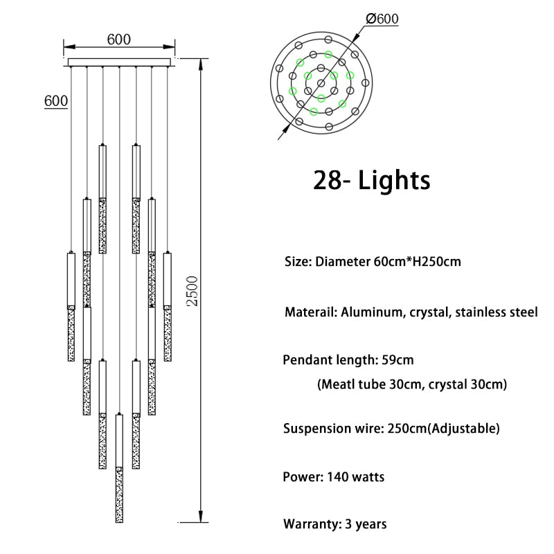 The Tårfall - Glass LED Chandelier