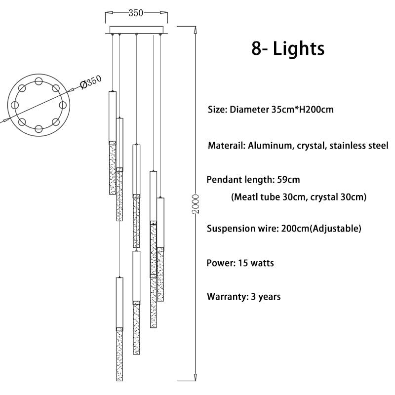 The Tårfall - Glass LED Chandelier