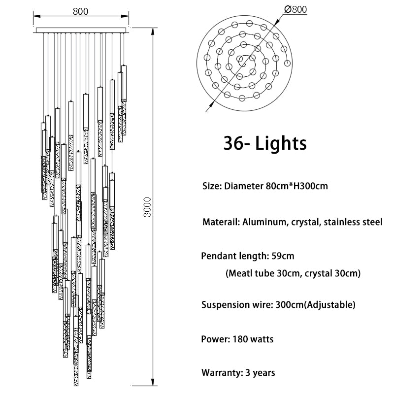 The Tårfall - Glass LED Chandelier