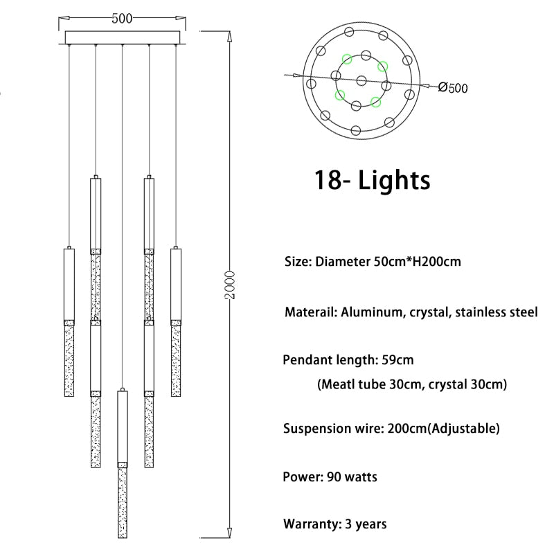 The Tårfall - Glass LED Chandelier