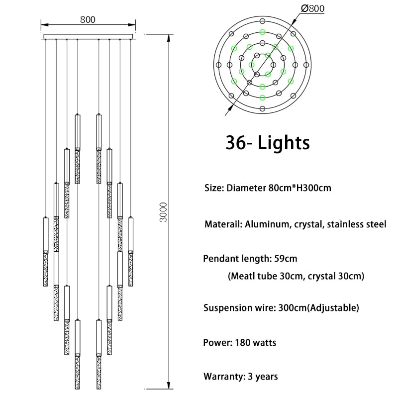 The Tårfall - Glass LED Chandelier