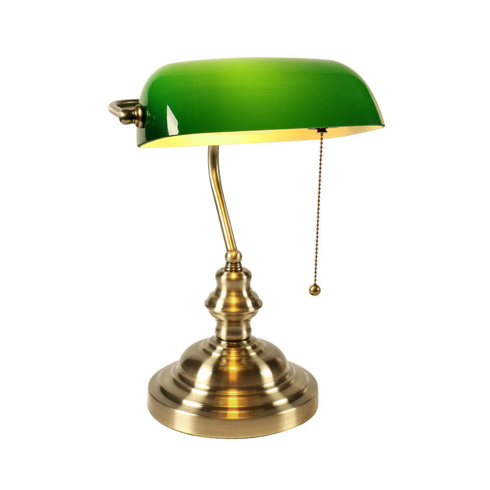 Emerald Banker Green Glass Desk Lamp by Lightstyl