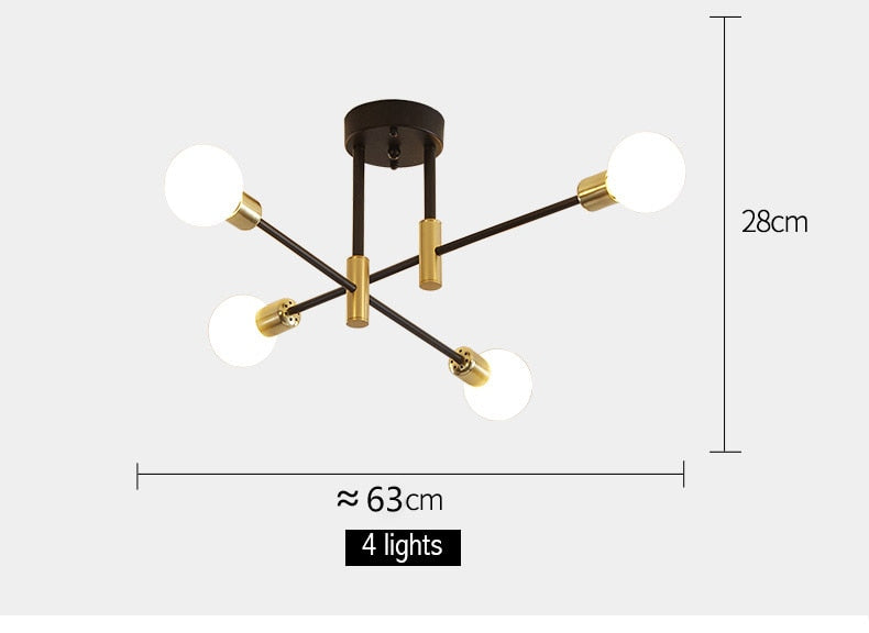 Modern Nordic E27 Black LED Ceiling Chandelier Edison Bulbs Indoor Light Fixtures For Bedroom Living Room Lamp - LightStyl