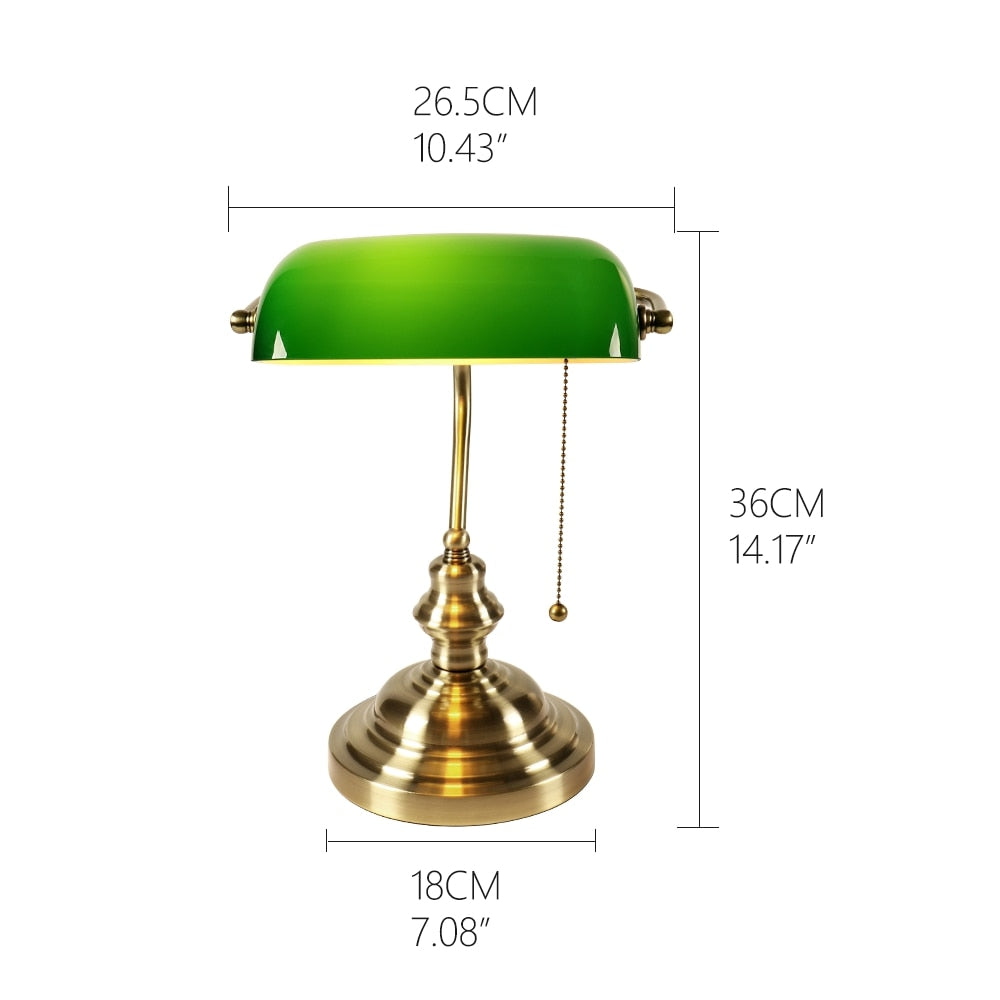 Emerald Banker Green Glass Desk Lamp - LightStyl