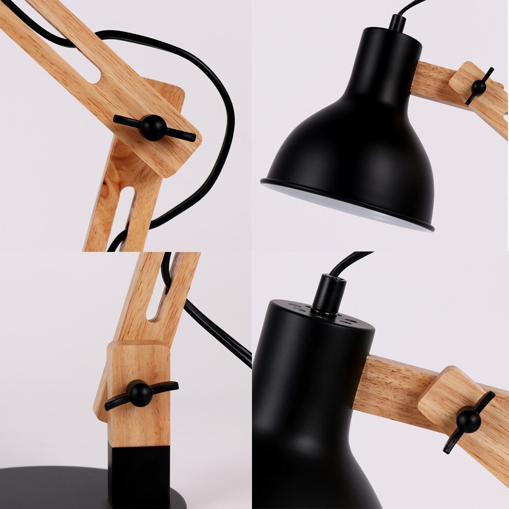 Black and deals wood desk lamp