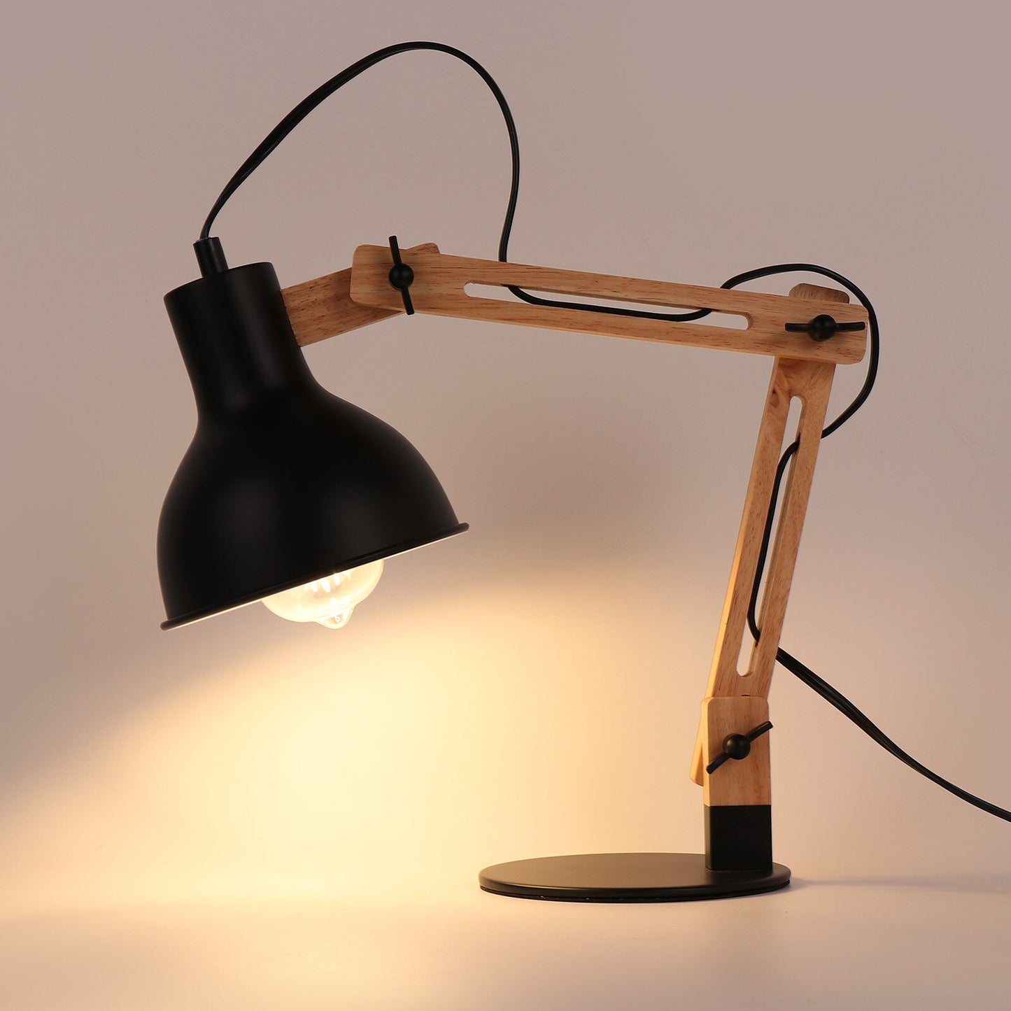 Wood Crane Desk Lamp