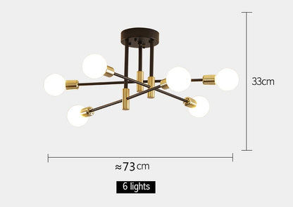 Modern Nordic E27 Black LED Ceiling Chandelier Edison Bulbs Indoor Light Fixtures For Bedroom Living Room Lamp - LightStyl