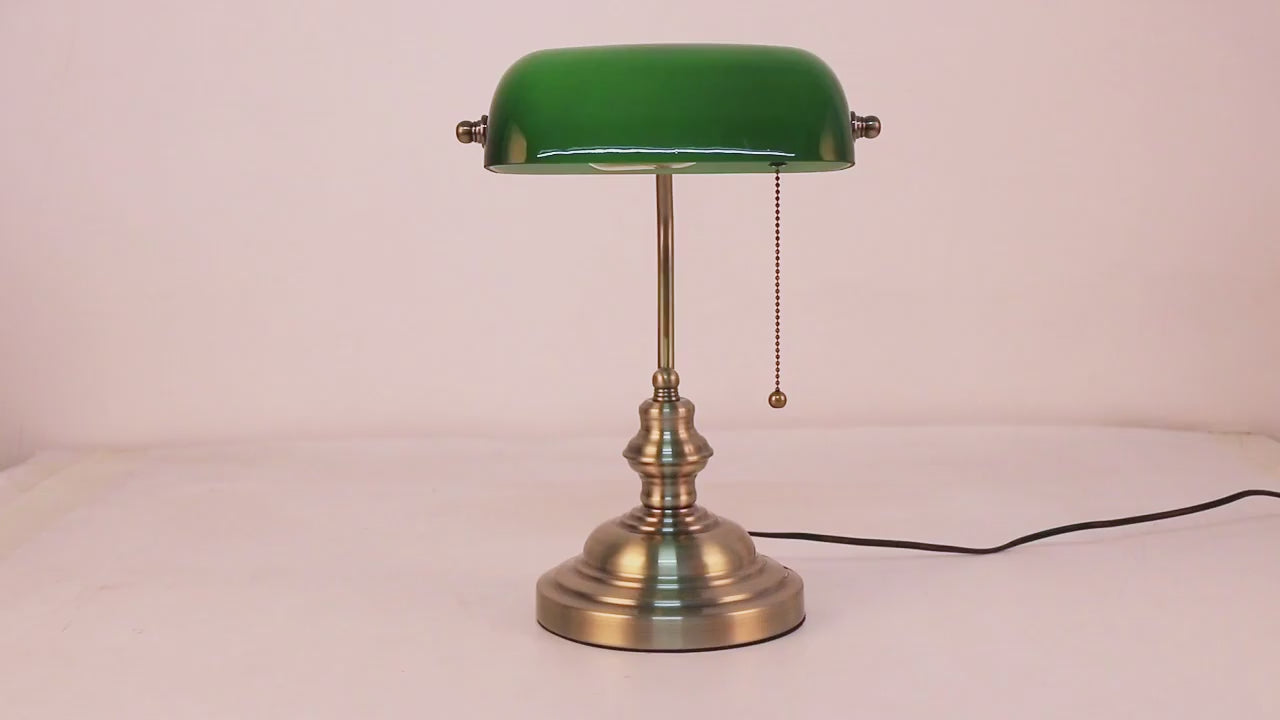 Emerald Banker Green Glass Desk Lamp by Lightstyl